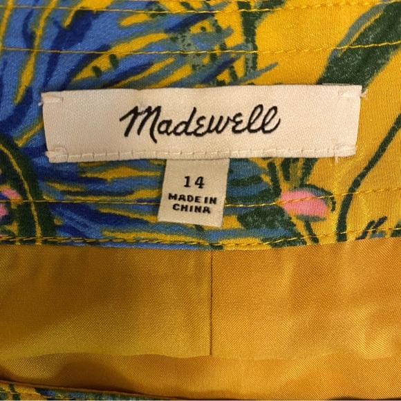 Madewell Women's 100% Silk Side-Button Skirt Painted Blooms 14 Gold Floral Chic - Picture 8 of 14